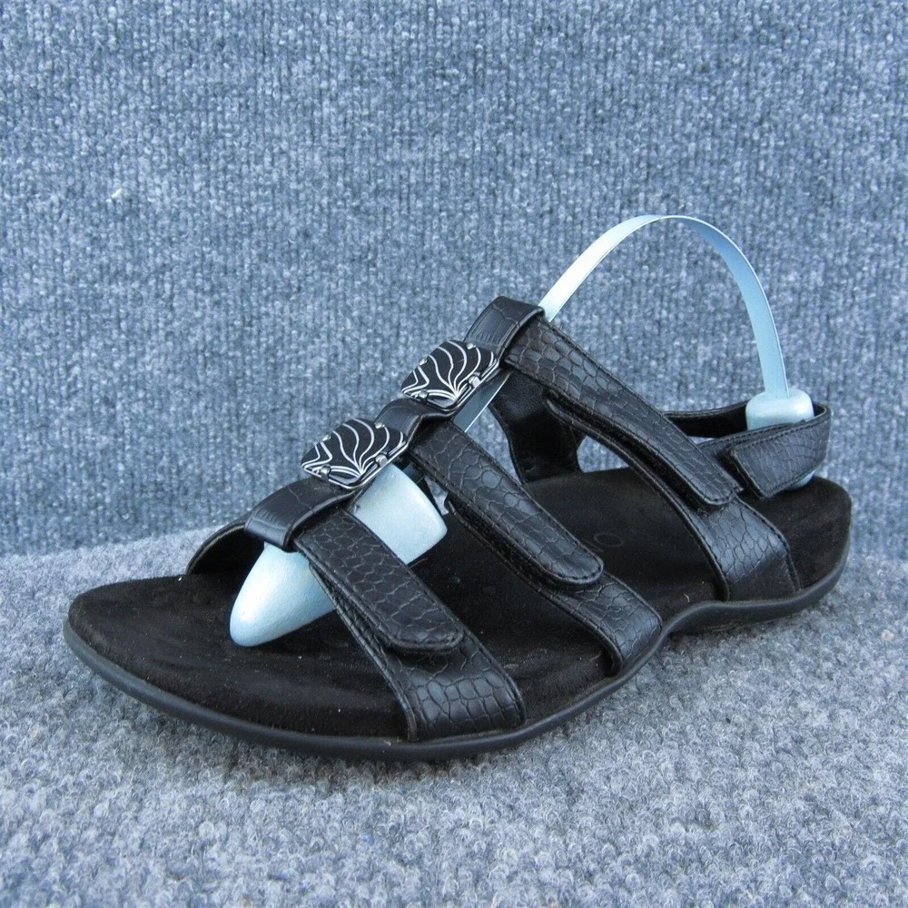 Vionic Amber Women Gladiator Sandal Shoes Black‎ Synthetic Size 6 Wide